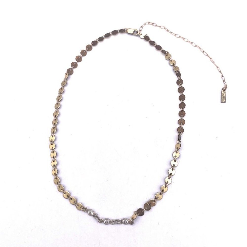 Amarilo 14k Gold Filled Lined Discs Chain Rhinestone Crystals Necklace 5G